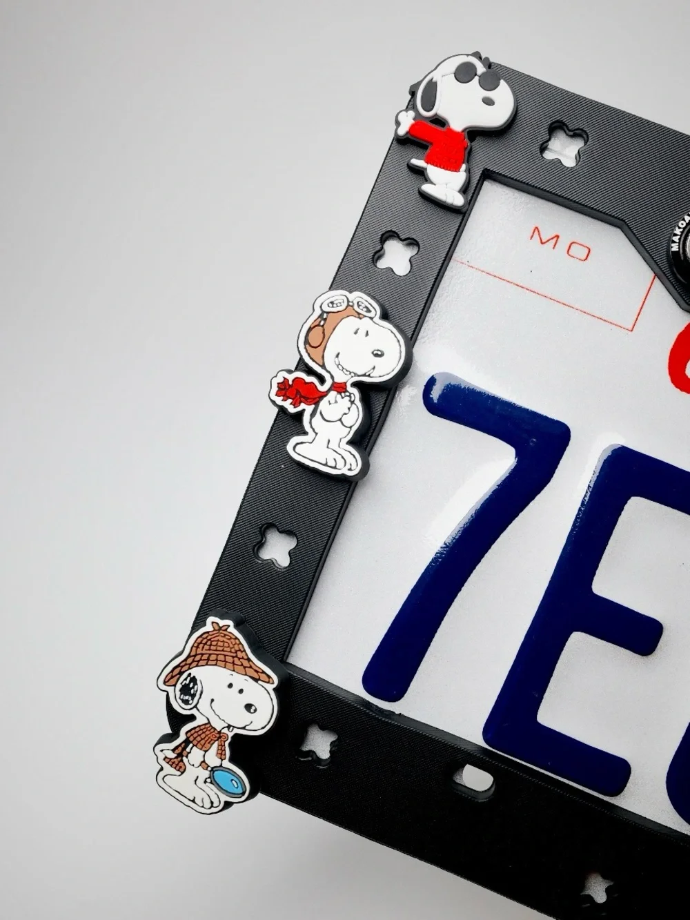 Peanuts Character Black License Plate Frame with Snoopy & Friends